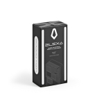 Powerbank aus recyceltem Kunststoff mit LED-Anzeige 20.000 mAh farbe schwarz Ansicht in Schachtel