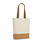 Tasche aus recycelter Baumwolle mit langen Henkeln, 180 g/m2 farbe natürliche farbe