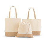 Tragetasche aus recycelter Baumwolle und recyceltem Polyester mit Juteboden, 19 l