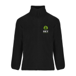 Herren-Fleecejacke aus Polyester mit hohem Kragen, 300 g/m², Roly farbe schwarz Ansicht mit Siebdruck