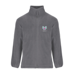 Herren-Fleecejacke aus Polyester mit hohem Kragen, 300 g/m², Roly farbe aschgrau Ansicht mit Siebdruck