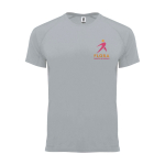 Sport-T-Shirt aus 100% Polyester, 135 g/m², Roly farbe grau Ansicht mit Siebdruck