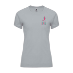 Damen-Sport-T-Shirt aus 100 % Polyester, 135 g/m², Roly farbe grau Ansicht mit Siebdruck