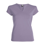 Damen-T-Shirt aus Baumwolle mit V-Ausschnitt, 200 g/m2, Roly farbe lavendel