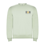 Unisex-Sweatshirt aus Baumwolle und Polyester, 280 g/m², Roly farbe pastellgrün Ansicht mit Siebdruck