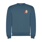Unisex-Sweatshirt aus Baumwolle und Polyester, 280 g/m², Roly farbe bondi blau Ansicht mit Siebdruck