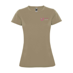 Piqué Sport-T-Shirt für Damen, 150 g/m2, Roly farbe taupe Ansicht mit Siebdruck