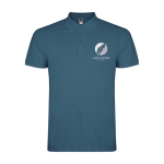 Kurzarm-Piqué-Polo aus Baumwolle für Herren, 200 g/m2, Roly farbe pastellblau Ansicht mit Siebdruck