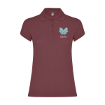 Kurzarm-Piqué-Polo aus Baumwolle für Damen, 200 g/m2, Roly farbe marmorrot Ansicht mit Siebdruck