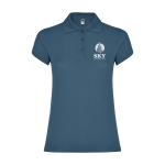 Kurzarm-Piqué-Polo aus Baumwolle für Damen, 200 g/m2, Roly farbe pastellblau Ansicht mit Siebdruck