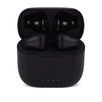 Ergonomische kabellose Kopfhörer im bedruckbaren Etui farbe schwarz