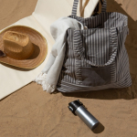 Einfarbiges Hamamtuch aus recycelter Baumwolle, 150 x 90 cm farbe hellgrau vierte Ansicht