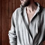 Bademantel mit Kapuze Baumwolle/Poly S/M farbe grau sechste Ansicht