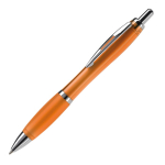 Transparenter Kunststoff-Kugelschreiber mit Metalldetails und blauer Tinte farbe orange-transparent