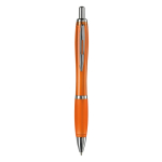 Transparenter Kunststoff-Kugelschreiber mit Metalldetails und blauer Tinte farbe orange-transparent zweite Ansicht