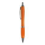 Transparenter Kunststoff-Kugelschreiber mit Metalldetails und blauer Tinte farbe orange-transparent dritte Ansicht