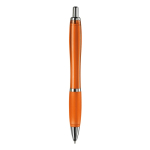 Transparenter Kunststoff-Kugelschreiber mit Metalldetails und blauer Tinte farbe orange-transparent vierte Ansicht