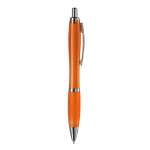 Transparenter Kunststoff-Kugelschreiber mit Metalldetails und blauer Tinte farbe orange-transparent fünfte Ansicht