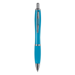 Transparenter Kunststoff-Kugelschreiber mit Metalldetails und blauer Tinte farbe transparentes hellblau zweite Ansicht