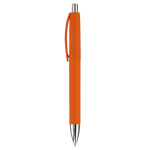 Kugelschreiber mit Druckknopf und Metallspitze, blaue Tinte farbe orange dritte Ansicht