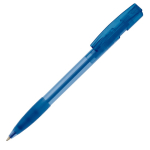 Kunststoff-Kugelschreiber aus Deutschland, nachfüllbar, blaue Tinte farbe blau-transparent