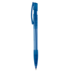 Kunststoff-Kugelschreiber aus Deutschland, nachfüllbar, blaue Tinte farbe blau-transparent dritte Ansicht