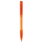 Kunststoff-Kugelschreiber aus Deutschland, nachfüllbar, blaue Tinte farbe orange-transparent zweite Ansicht