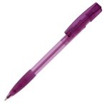 Kunststoff-Kugelschreiber aus Deutschland, nachfüllbar, blaue Tinte farbe violett-transparent