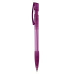 Kunststoff-Kugelschreiber aus Deutschland, nachfüllbar, blaue Tinte farbe violett-transparent dritte Ansicht