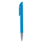Kunststoff-Kugelschreiber mit matter Oberfläche aus der EU, blaue Tinte farbe hellblau dritte Ansicht