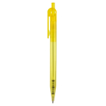 Transparenter billiger Kugelschreiber mit Details am Clip, blaue Tinte farbe gelb-transparent