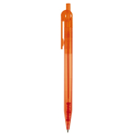 Transparenter billiger Kugelschreiber mit Details am Clip, blaue Tinte farbe orange-transparent