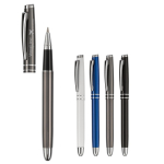 Tintenroller aus Aluminium mit passender Kappe und blauer Tinte