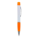 Drehbarer Kugelschreiber mit Textmarker oben farbe orange dritte Ansicht
