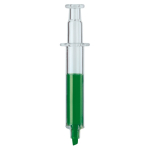 Durchsichtiger Marker in Spritzenform mit farbiger Tinte farbe grün-transparent zweite Ansicht