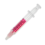 Durchsichtiger Marker in Spritzenform mit farbiger Tinte farbe rosa-transparent