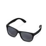 Neonfarbene Sonnenbrille mit schwarzem Rahmen und UV400-Schutz Ansicht mit Druckbereich