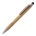 Kugelschreiber aus Bambus und Weizenstroh mit farbigem Touchpen farbe schwarz dritte Ansicht