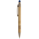 Kugelschreiber aus Bambus und Weizenstroh mit farbigem Touchpen farbe blau