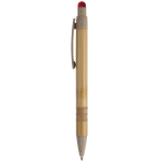 Kugelschreiber aus Bambus und Weizenstroh mit farbigem Touchpen farbe rot