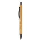 Bambus-Kugelschreiber mit Metallclip und Jumbo-Mine, blaue Tinte