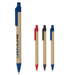 Kuli aus Recyclingpapier mit Druckknopf, blaue Tinte