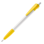 Kuli mit originellem Clip-Design und strukturiertem Griff, blaue Tinte farbe gelb