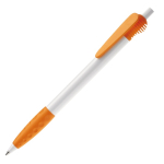Kuli mit originellem Clip-Design und strukturiertem Griff, blaue Tinte farbe orange