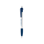 Kuli mit originellem Clip-Design und strukturiertem Griff, blaue Tinte Ansicht mit Druckbereich
