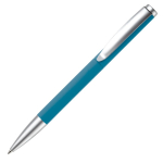 Drehkugelschreiber aus Alu mit Clip und Metallspitze, blaue Tinte farbe blau dritte Ansicht
