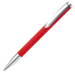 Drehkugelschreiber aus Alu mit Clip und Metallspitze, blaue Tinte farbe rot dritte Ansicht