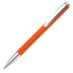Drehkugelschreiber aus Alu mit Clip und Metallspitze, blaue Tinte farbe orange dritte Ansicht