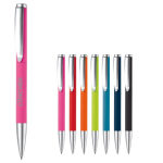 Drehkugelschreiber aus Alu mit Clip und Metallspitze, blaue Tinte