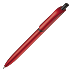Kunststoff-Kugelschreiber in Metalloptik mit stabilem Clip, blaue Jumbo-Mine farbe rot
